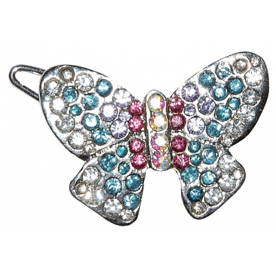 Barrette papillon strass multicolores 2,9cm