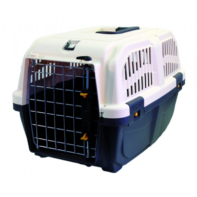 Cage de transport pour chien et chat SKUDO - norme IATA grise