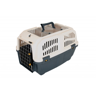 Cage de transport pour chien et chat SKUDO OPEN grise