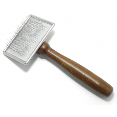 Carde pour chiens - picots souples et manche en bois - petit modèle