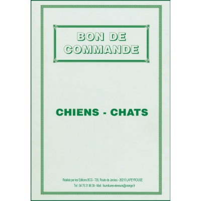 Carnet de bons de commande pour l'élevage de chien et chat