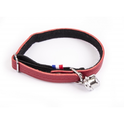 Collier cuir Farandole Chat - Rouge