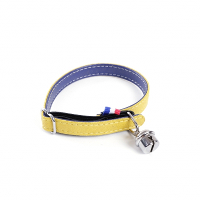 Collier cuir Irisé Chat - Coloris Jaune