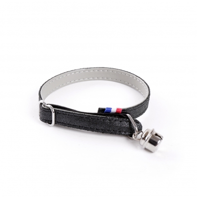 Collier cuir Irisé Chat - Noir