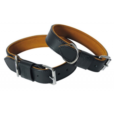 Collier en cuir noir pour chien - Black & Tan
