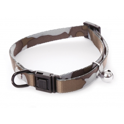 Collier laisse et harnais pour chat de la collection camouflage grise - Collier : Longeur 10 à 20cm - largeur 1cm