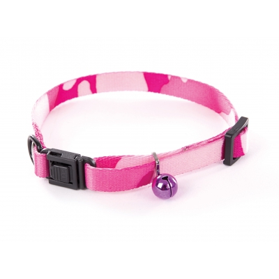 Collier laisse et harnais pour chat de la collection camouflage rose - Collier : Longeur 10 à 20cm - largeur 1cm