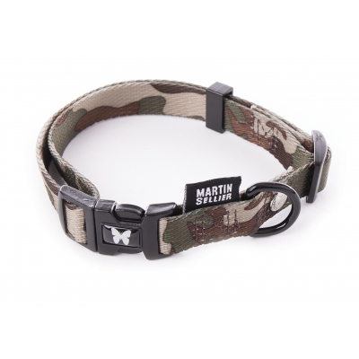 Collier laisse et harnais pour chien de la collection camouflage marron
