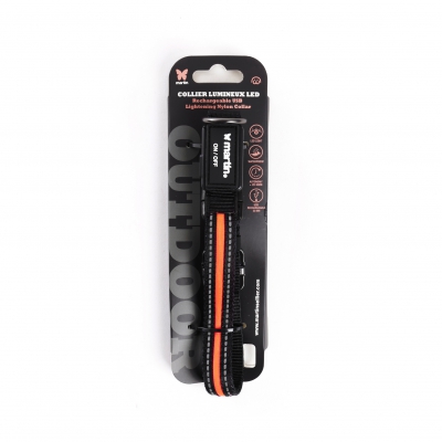 Collier lumineux nylon USB - Orange ok