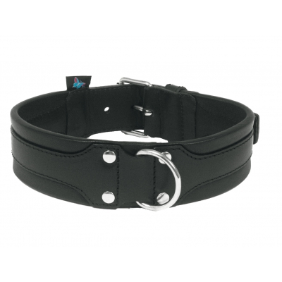 Collier pour chien en cuir - confort noir