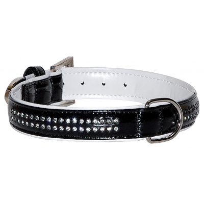 Collier pour chien en cuir "Pierre de Cristal" noir