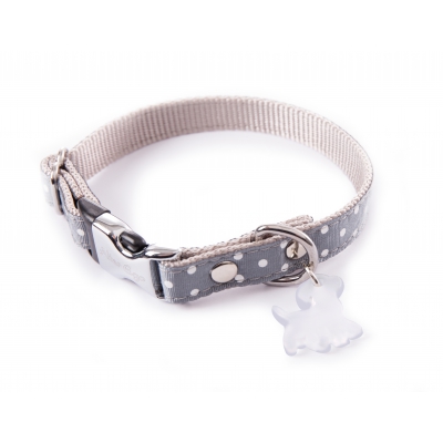 Collier pour chien nylon pois marron - 1,5 x 23 à 33 cm 