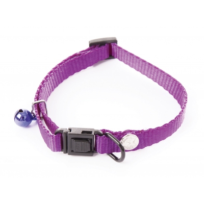 Collier réglable nylon uni pour chat - Martin Sellier - Mauve