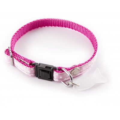Collier réglable pour chat - Pois - rose