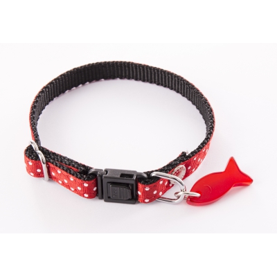 Collier réglable pour chat - Pois - rouge