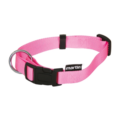 Collier réglable en nylon rose pour chien-