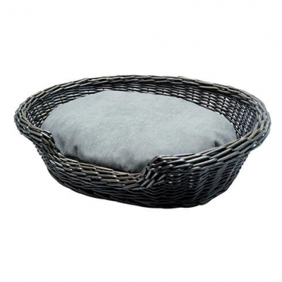 Corbeille grise en osier pour chien