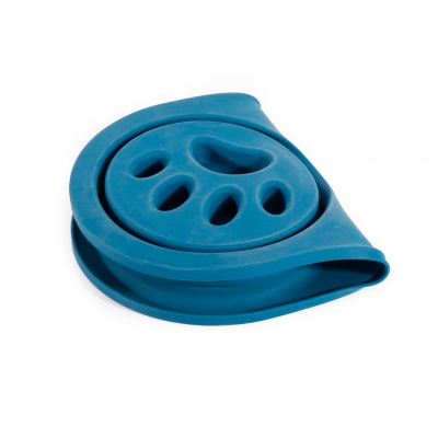 Gamelle "Anti-Glouton" bleu en silicone et inox pour chien - 350mL 4