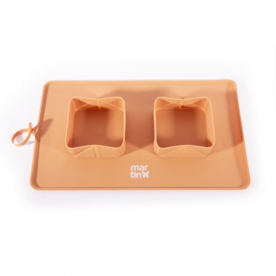 Gamelle double pliable silicone pour chien et chat - jaune
