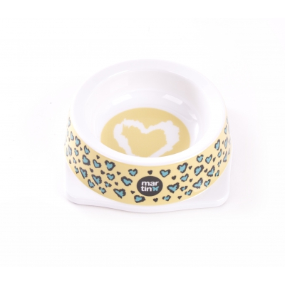 Gamelle pour chat "Cœur Léopard" - mélaminées - Présentoir de 6 boites