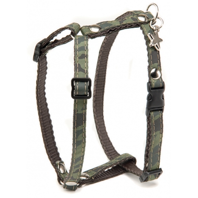 Harnais pour chien - Camouflage vert - S - larg 10mm Long 25 à 38cm