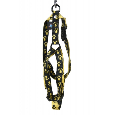 Harnais pour chien noir jaune - pattes originales
