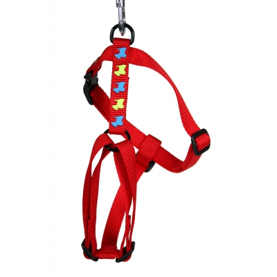Harnais pour chien - rouge motifs chiens