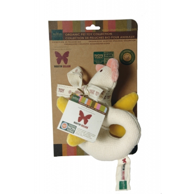 Jouet peluche bio poignée - poule 18 cm 