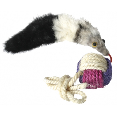 Jouet pour chat - boule sisal et fourrure