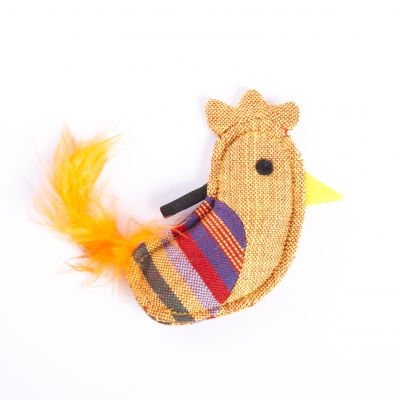 Jouet pour chat - Coq jaune - tissu ethnique 2