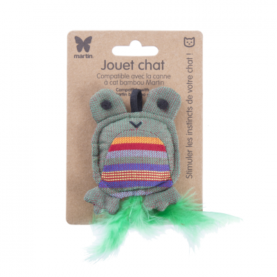Jouet pour chat - Grenouille verte - tissu ethnique