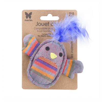 Jouet pour chat - Poussin turquoise - tissu ethnique