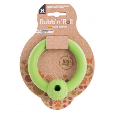 Jouet Rubb'n'Roll spécial friandise - anneau vert - 10,5 cm 