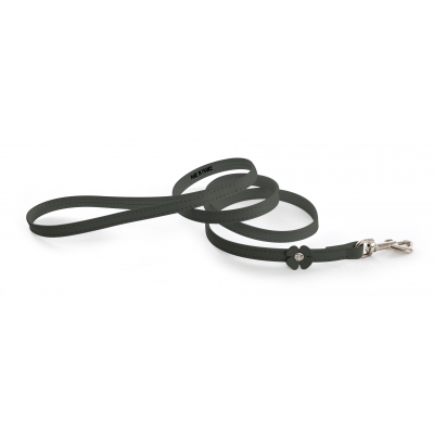 Laisse cuir gris pour chien - cuir fantaisie trèfle peausserie