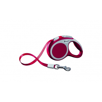 Laisse enrouleur pour chien - Flexi - Vario sangle rouge