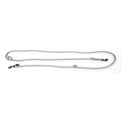 Laisse pour chien multiposition nylon rond gris - 1,3 x 192 cm 