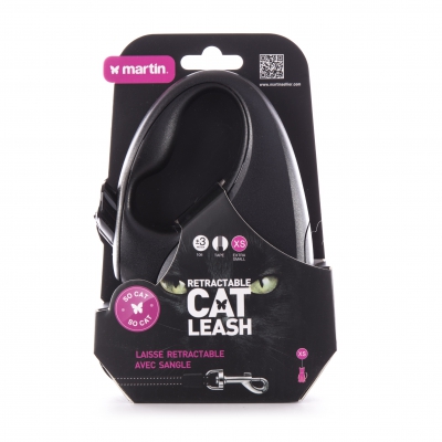 Laisse sangle "SO CAT" rétractable noir 2