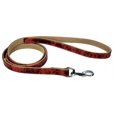 Laisse SULTANE - effet daim - strass - rouge -100x1.5cm