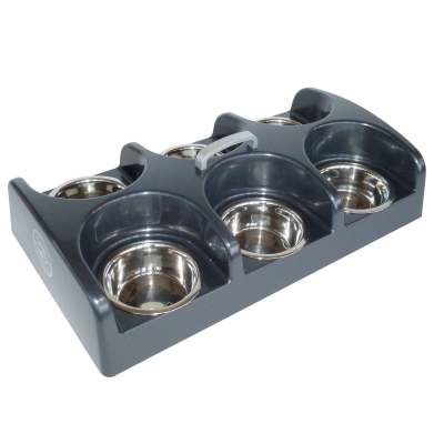 Nourisseur 6 gamelles gris