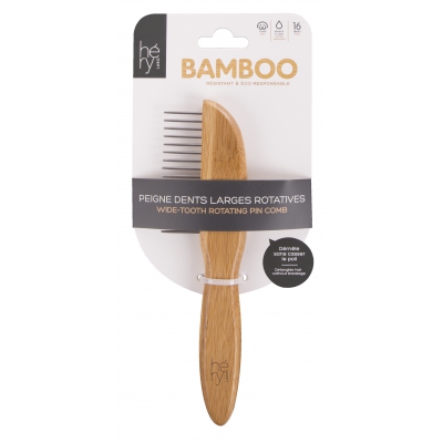 PEIGNE BAMBOU DENTS LARGES ROTATIVES 