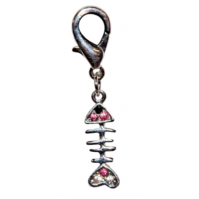 Pendentif Poisson strass blanc et rose 2,5cm
