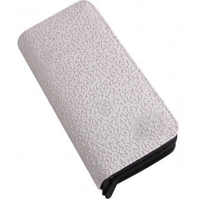 Pochette pour ciseaux et peignes - Blanc avec motifs arabesques argentés