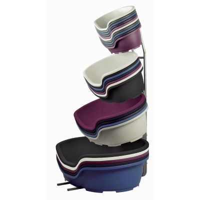 Présentoir simple - 4 niveaux - 1 face - pour corbeilles plastiques