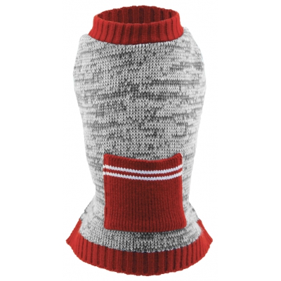 Pull Pocket gris-rouge