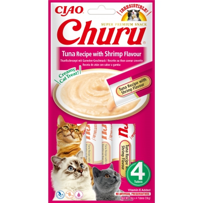 Purée CHURU au thon saveur crevette pour Chat x12