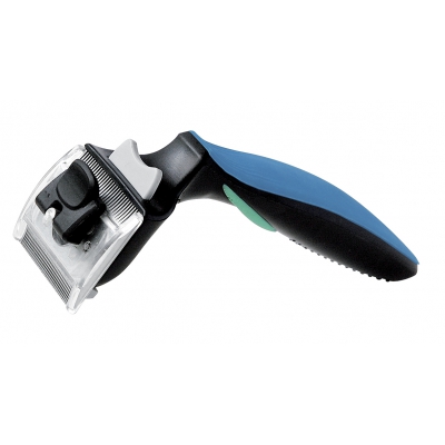 Rateau pour sous-poils et poil de mue avec tête pivotante et auto-nettoyante