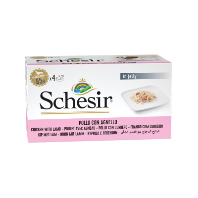 Schésir 4x85g Poulet jambon Chien en gelée 