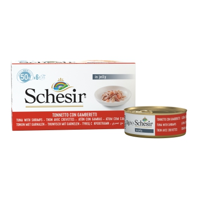 Schésir 6x50g Thon crevettes Chat en gelée 