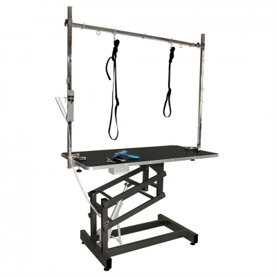 Table électrique à potence simple avec plateau bois - Noir