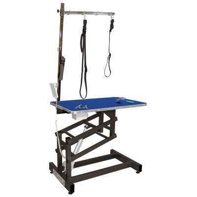 Table électrique à potence double avec plateau bois - Bleu -2